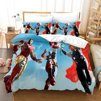 

The Avengers Iron Man Bedding Set Duvet Covers Pillowcases iron Man Captain America Comforter Bedding Sets Bed Linen(NO Sheet)