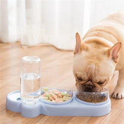 Bol Double pour chien et chat, mangeoire automatique à Double usage et à trois bols, bassin de boisson automatique, Anti renversement, bouche étanche à l'humidité 