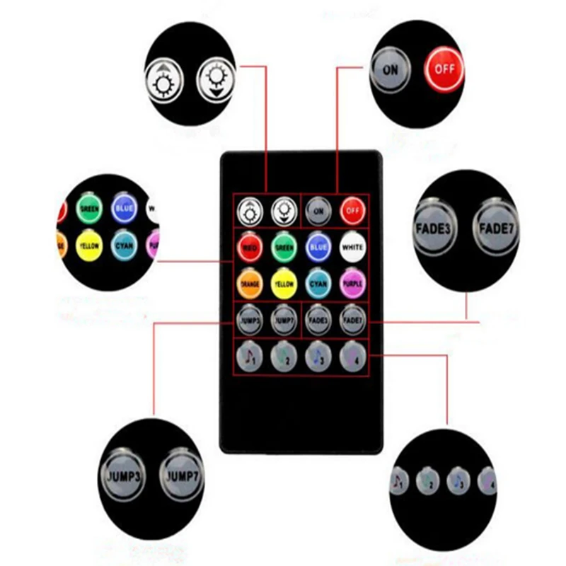 

New Car 60LEDs RGB Tape Light USB Operated Car Decorative Sound React Waterproof Colorful LED Car Charger Dropshipping