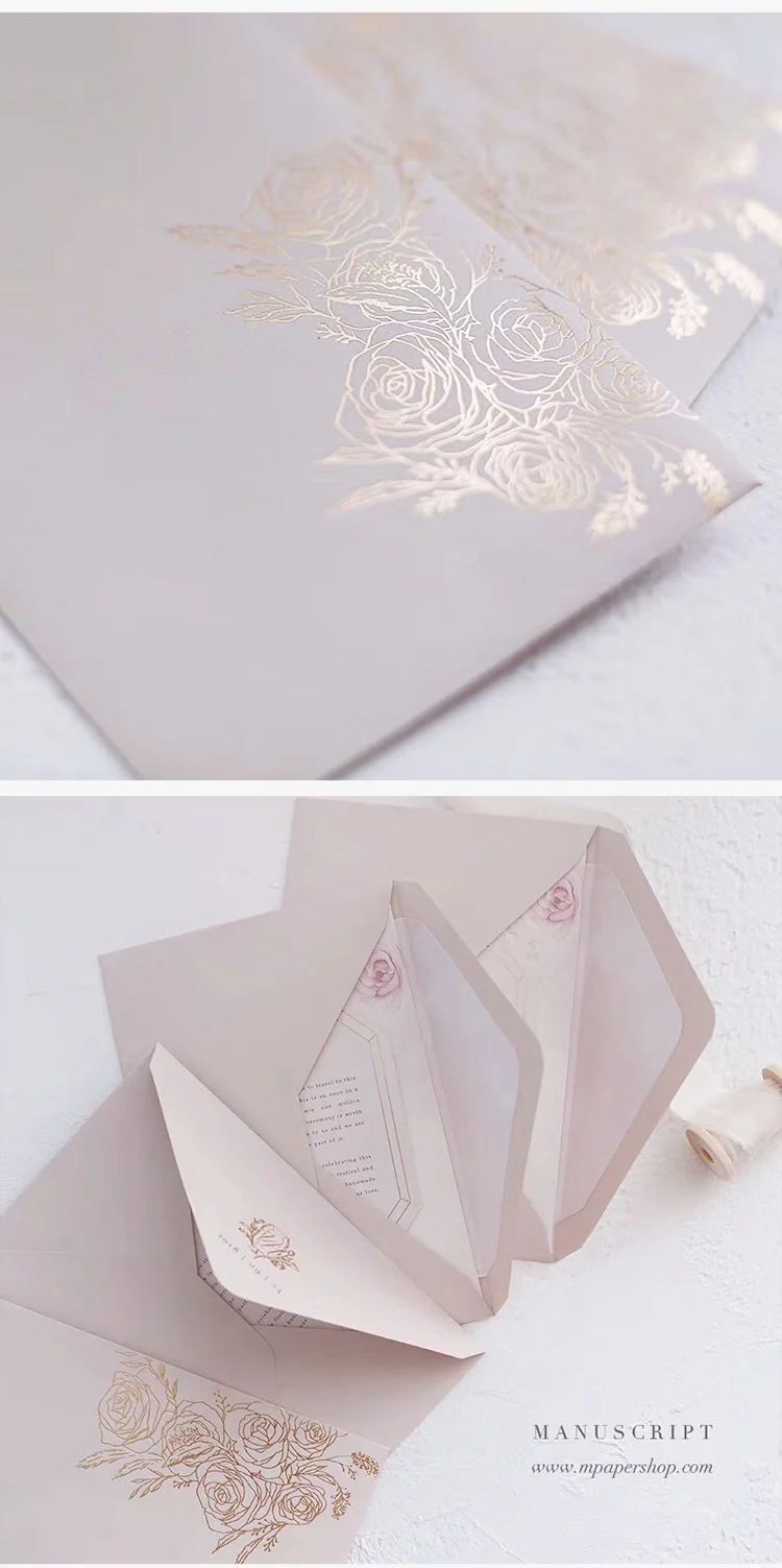 Cusotm rosa nude envelopes luxuosos do convite