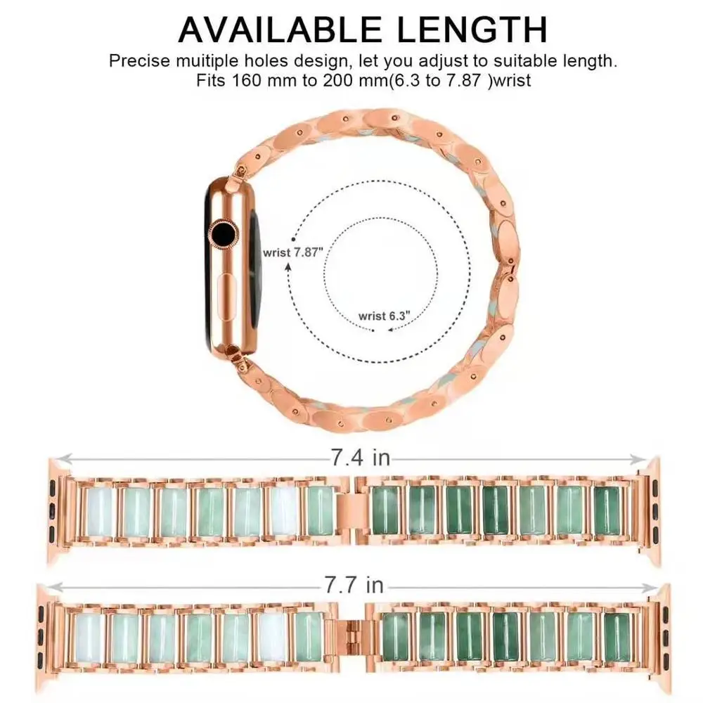 Изумрудно-Нержавеющая сталь браслет ремешок для наручных часов Apple Watch 5 серии 40 мм 44 наручных часов iWatch, 4/3/2 Нержавеющая сталь браслет ювелирные изделия ремешок