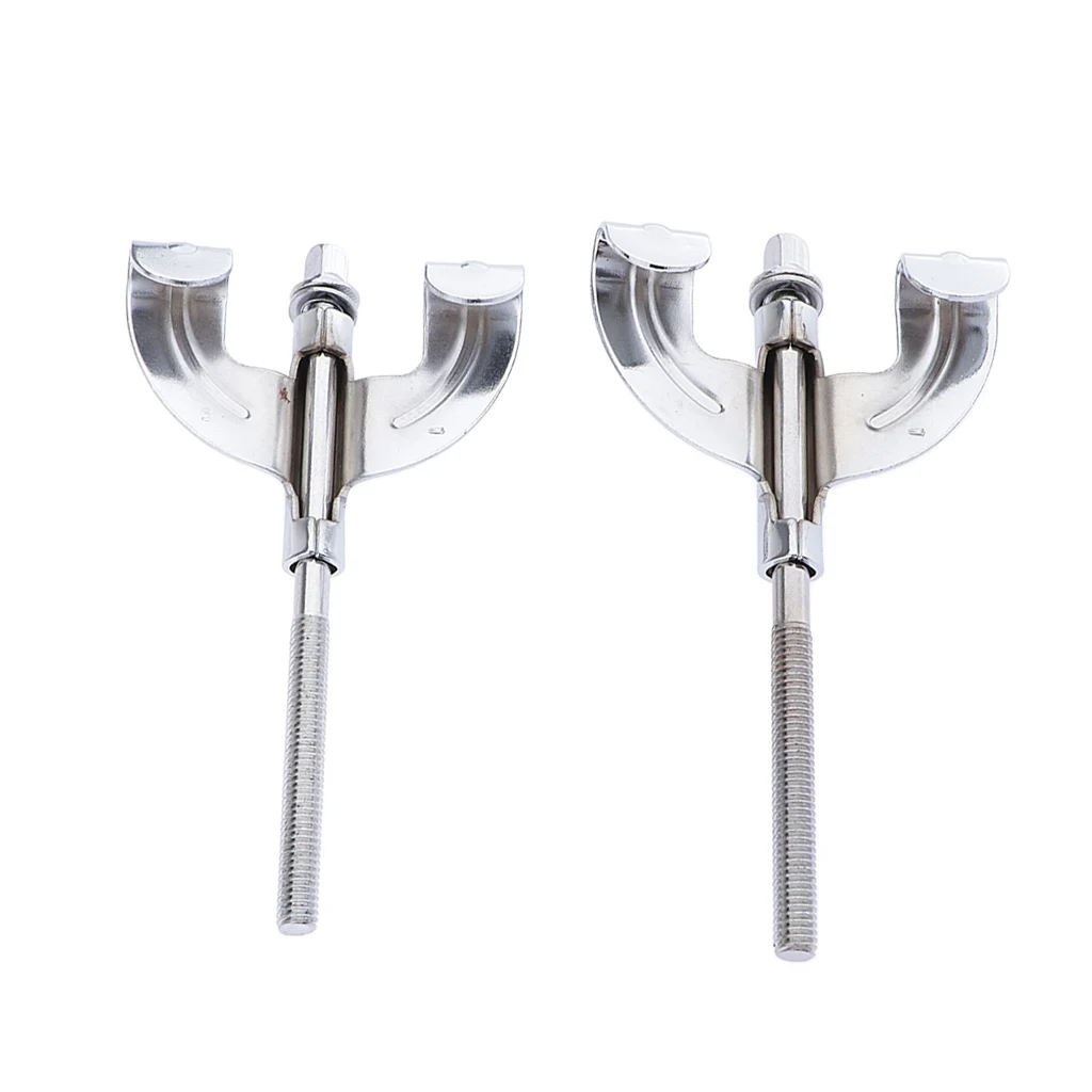 Bass Drum Claw Hook 2pcs Iron Drum Claw Hook for Bass Drum Parts Accessories，Silver, with Tension Rods, 4.21inch*2.36inch