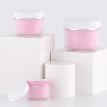 

Pink Refillable Bottles Travel Face Cream Lotion Cosmetic Container Plastic Empty Makeup Jar