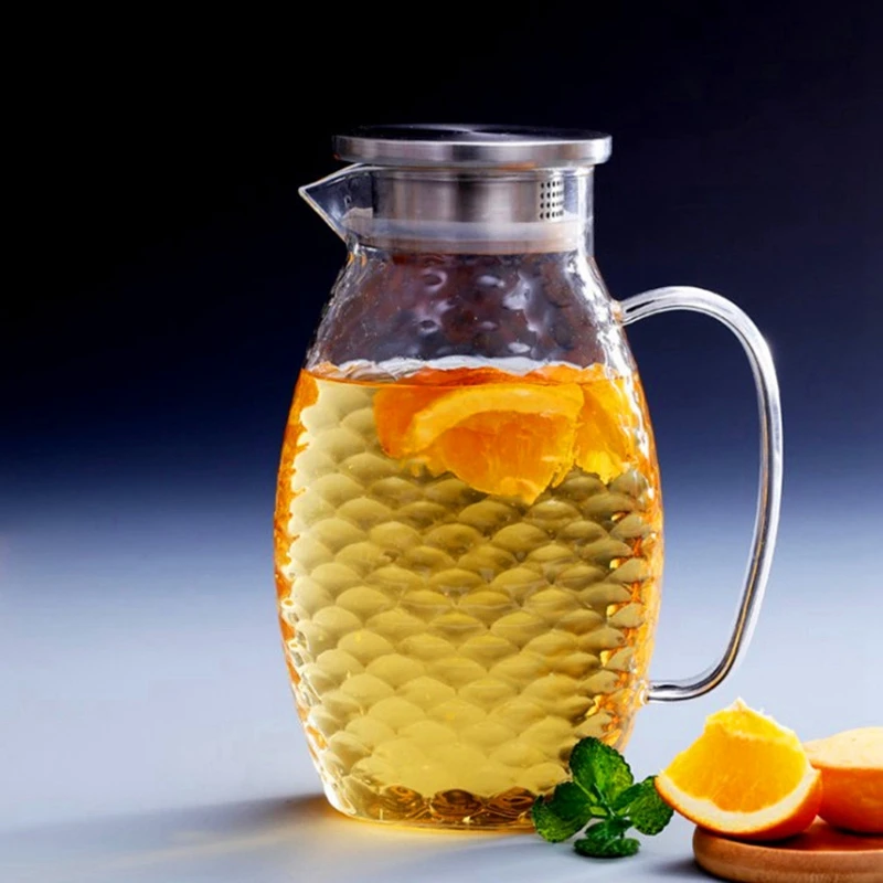 ABUI-Thick Heat-Resistant Hammer Glass Cool White Open Kettle Large Capacity Household High Temperature Tea Juice Cold Water Bot