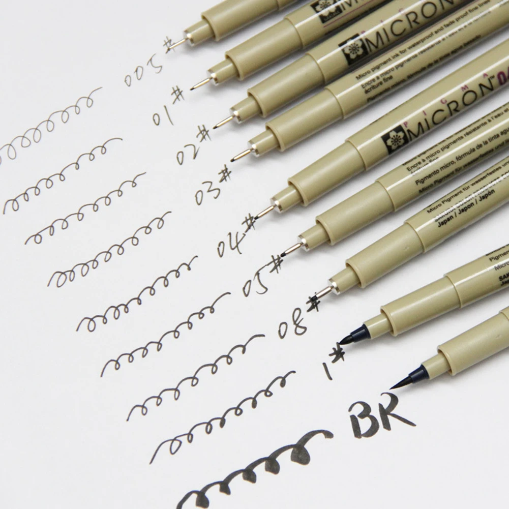 Sakura pigma micron pero sada s pero pouzdro černá tuž liniové trvalý vodotěsný kresba pera sektch záložka fineliners manga