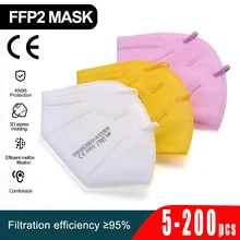 5-200 pces kn95 máscaras ffp2mask 5 camadas máscara boca reutilizável kn95 respirador fpp2 máscara protetora mascarillas máscara ce