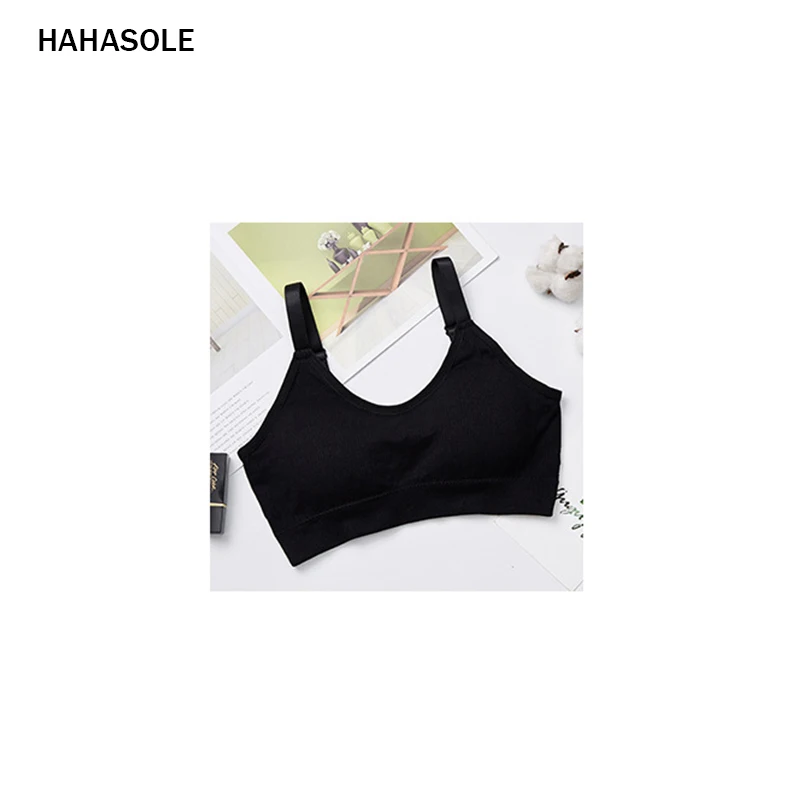 HAHASOLE, женский спортивный, для йоги, спортивный, однотонный, обёрточная бумага, нагрудный ремень, жилет, топы, бюстгальтер, пуш-ап, облегающий, женский спортивный костюм, HWA5050 - Цвет: Black