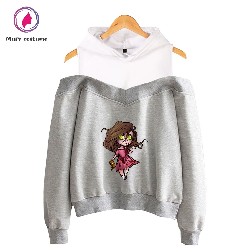  Creepypasta Style 2D Off-The-Shoulder Sweatshirt Women Hooded Sweatshirt Hot Casual Wear Trendy Lei