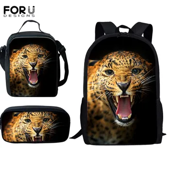 

FORUDESIGNS 3D Cheetah Animal Printing Boy Back to School Bag Child 3set/pcs High Quality Schoolbag Children Mochila Escolar