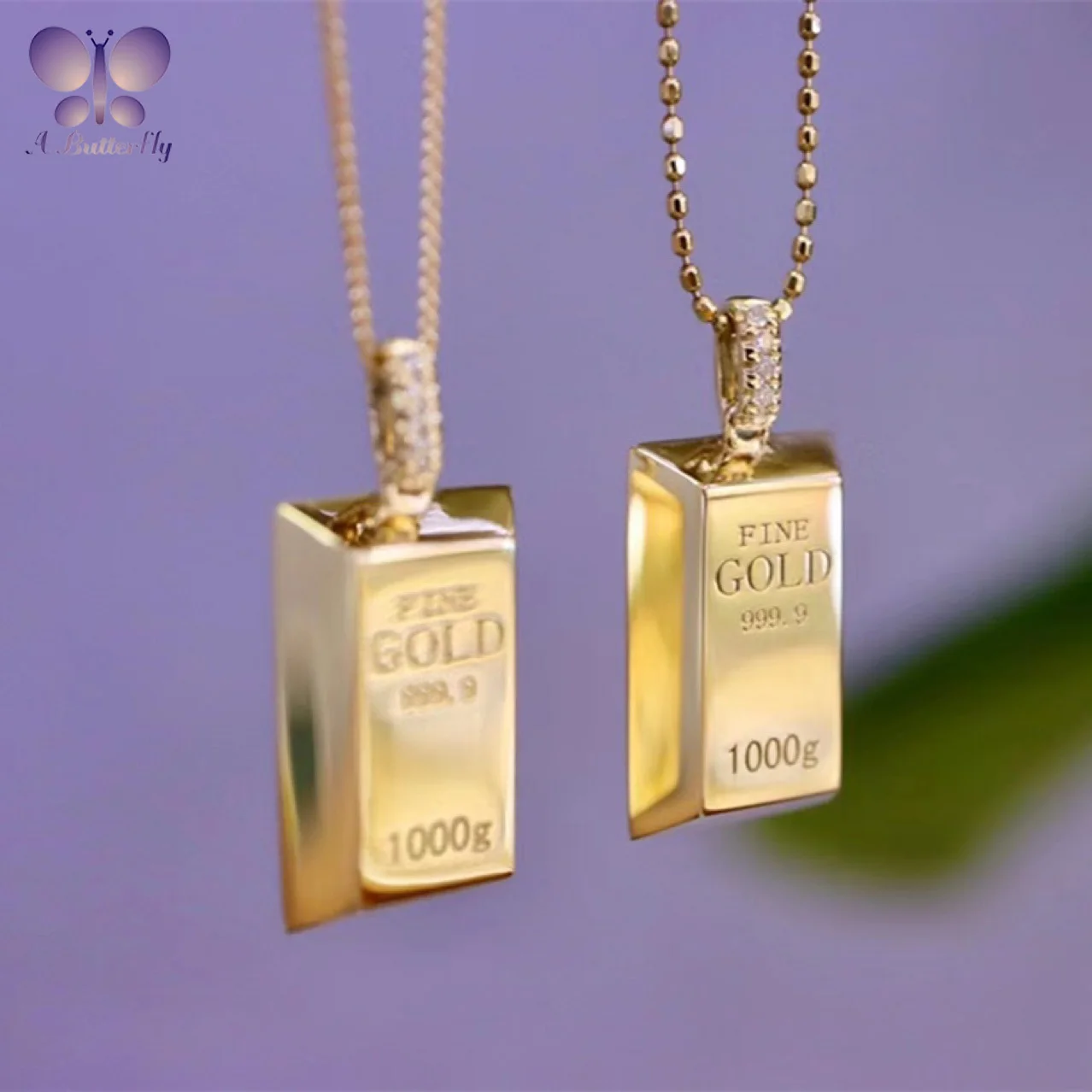 18K Gold Bar Pendant Au750 Diamond Small Gold Bar Jewelry Necklace New Holiday Gift