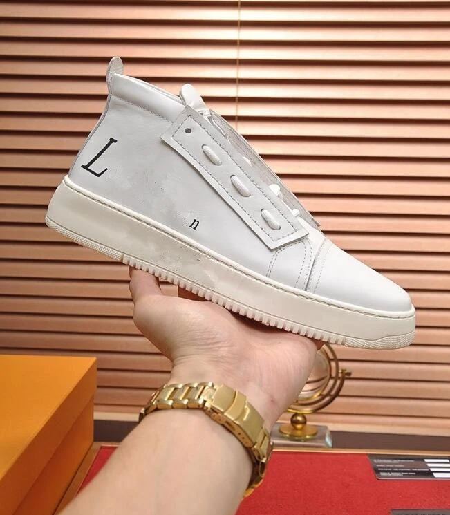 

New style Top quality man brand Fashion Genuine leather Casual Shoes High help lace-up Non-slip rubber sole sneakers size38-44