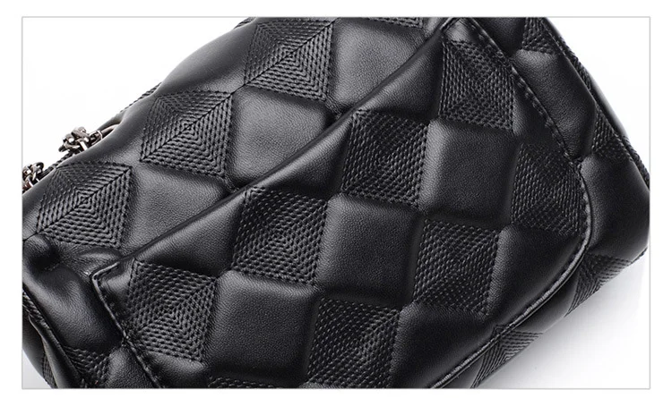 Classic Black Lattice Handbags Womens Bags Luxury Diamond Quilted Lambskin Leather Shoulder Bags Single Chain Crossbody Flap Bag (16)