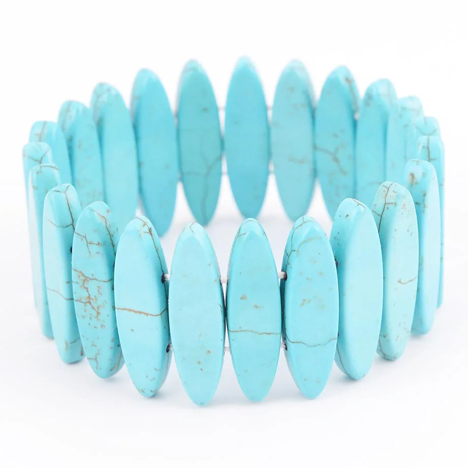 Natural Stone Oval Shape Green Howlite Bracelet Wrist Wrapped Wide Bracelets Stones Bangles Fit Men Healing Jewelry B161 | Украшения и