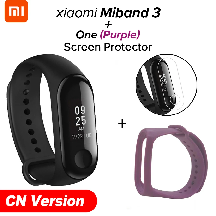 Xiao mi Band 3 mi band 3 фитнес-трекер пульсометр 0,78 ''OLED дисплей Bluetooth 4,2 для Android IOS - Цвет: CN Purple N Film