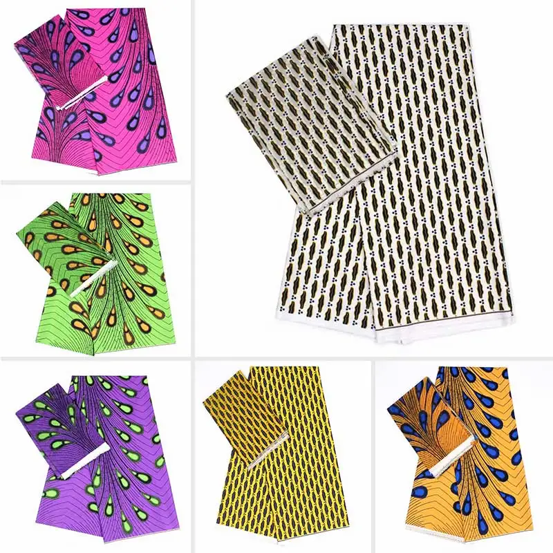 Цифровой печатный воск дизайн Африканский атласный узор 4 ярдов атласная шелковая восковая ткань и 2 ярдов шифоновое кружевное вечернее платье YB02
