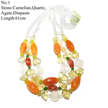 

LiiJi Unique Stone Women Necklace Jades Carnelian Amethysts Amethysts Yellow color Necklace Only 1PCS stock Jewelry for Women