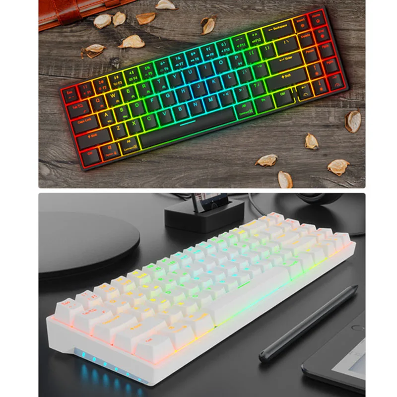 RK ROYAL KLUDGE RK71 RGB Беспроводная компактная механическая клавиатура 70% 71 клавиши Bluetooth