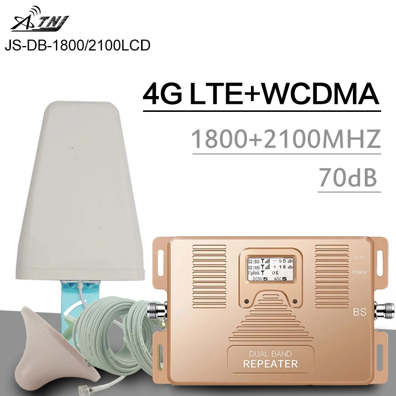 Двухдиапазонный ретранслятор сигнала GSM LTE 1800 WCDMA 2100 МГц Усилитель сотового 70 дБ