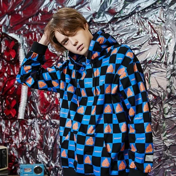 

Color Block Plaid Pullover Hoodie Men Streetwear Hip Hop Kangaroo Pocket Hooded Sweatshirt Male Top Clothes 2020 Fashion New