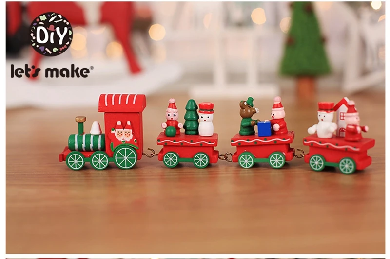 Let'S Make 1 шт. рождественские украшения, Рождественский деревянный поезд, детский сад, праздничные подарки, рождественские подарки для детей - Цвет: red