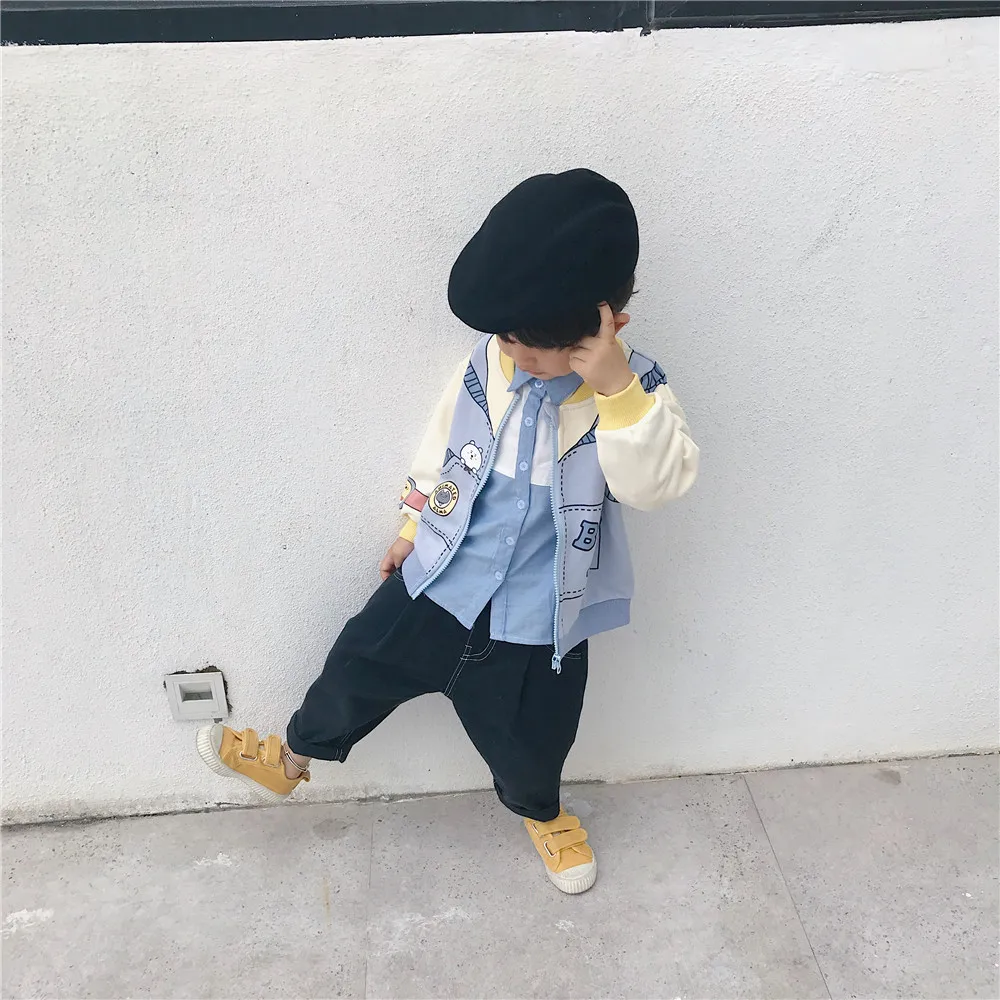 Tonytaobaby/Новая Осенняя детская одежда хлопковое пальто с длинными рукавами на молнии пальто для маленьких девочек Детская куртка для мальчиков