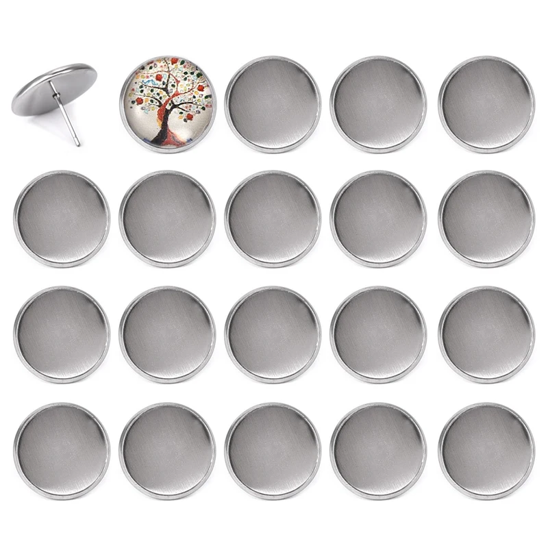

50pcs Stainless Steel Earring Studs Base 8 10 12 14 16mm DIY Earrings Blank Base Cabochons Tray Settings Jewelry Making