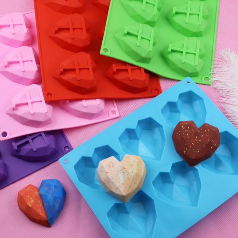 6 cavity силиконовый 3D сердце Форма Fondant (сахарная) торт шоколадный пресс формы для