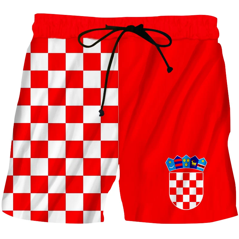Мужские 3d шорты в стиле «Croatia» модные повседневные шорты «Hrvatska» Роскошные 3d красные белые клетчатые хорватский флаг пляжные шорты с рисунком на заказ S-6XL