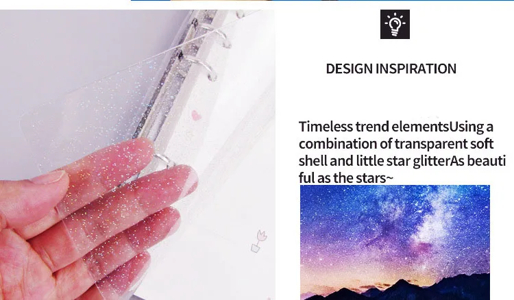 SKYSONIC A5 A6 Zipper Binder Cover-Loose Leaf Organizer Diary-Bullet Transparent PVC Case Photo Organizer Stationery Supplies