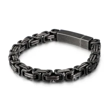 Панк Черная цепь с квадратным сечением браслет мужские браслеты для байкеров и браслеты винтажные рок нержавеющая сталь 8 мм Толстые мужские цепи ювелирные изделия