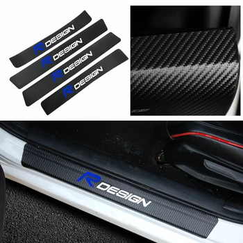 

4PCS Car Door decoration Stickers For Volvo S60 XC90 V40 V50 V60 S60 S90 V90 XC60 XC40 AWD T6 Threshold Carbon Fiber Protector