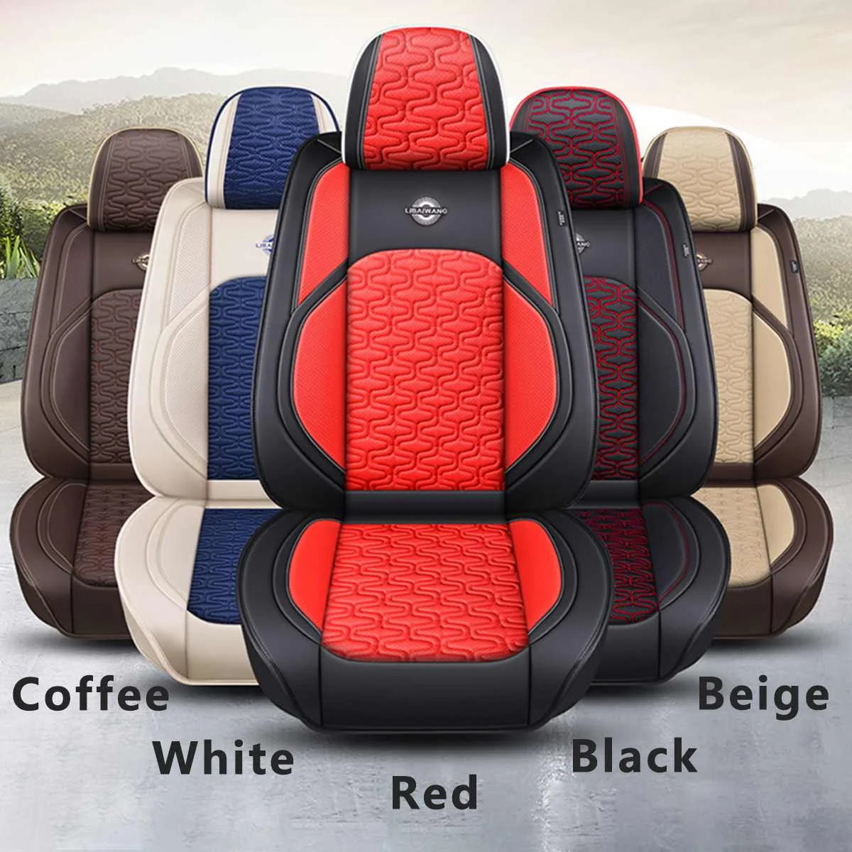 

Universal Pattern PU Leather Car Seat Cushion Cover Seatpad with Headrests for toyota RAV4/honda/civic Auto Accessories