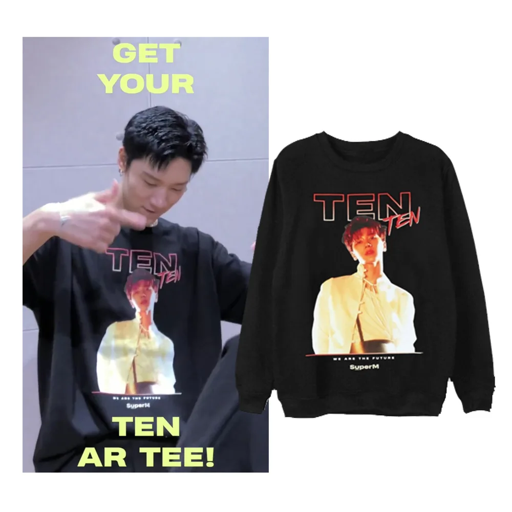 Kpop SuperM/хлопковая толстовка BAEKHYUN MARK KAI с круглым вырезом LUCAS TEN TAEMIN TAEYONG костюмы