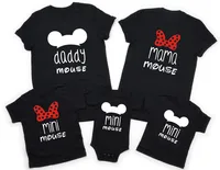 New Father Mother Kids Baby Family Matching Clothes Short Sleeve Cartoon Tops Matching Clothes Family Look Black T-Shirts 1