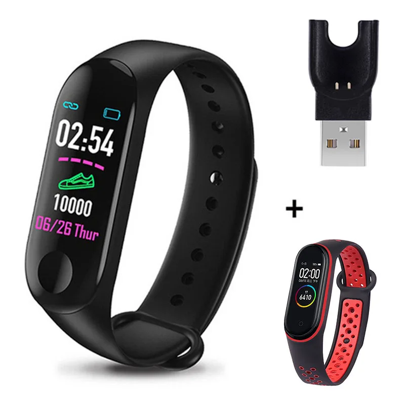 Pulsera inteligente M3 para hombre y mujer, reloj deportivo con control del ritmo cardíaco y de la presión sanguínea, podómetro y Bluetooth