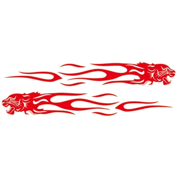 

Car Sticker Body Cheetah Head Totem Sticker Flame Graphic Applique Car Styling Red