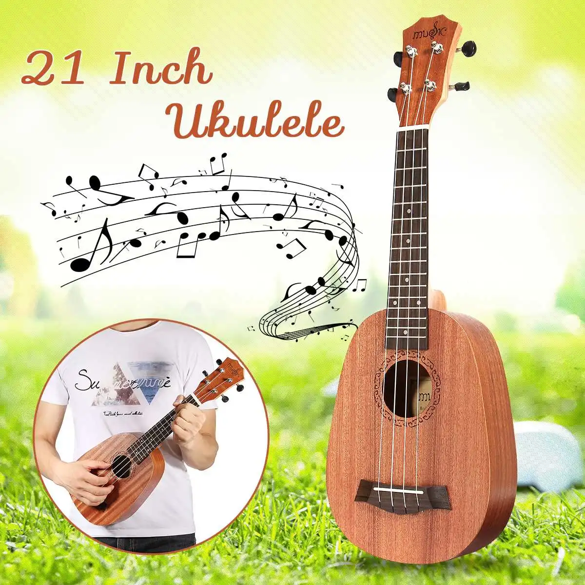 

21 Inch 4 Strings Mini Guitar Pinapple Mahogany Rosewood Ukulele Children Instrument For Beginner Family Ukulele Teaching