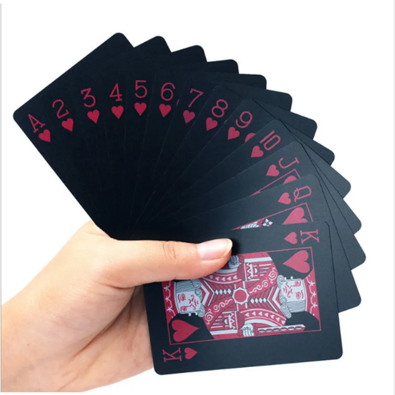 Quality Waterproof Plastic Playing Cards Trend PVC Poker Card Classic Magic Tricks Tool Pure Black Magic Box Card Game