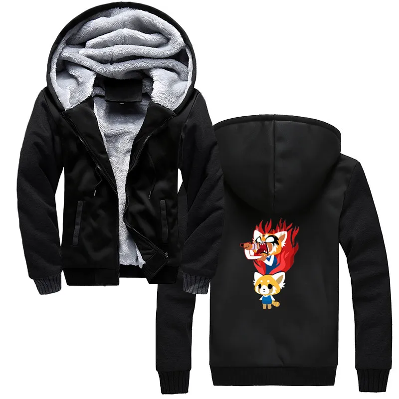 Новые забавные толстовки Aggretsuko для мужчин с капюшоном с рисунком Красной панды Retsuko зимние Утепленные толстовки