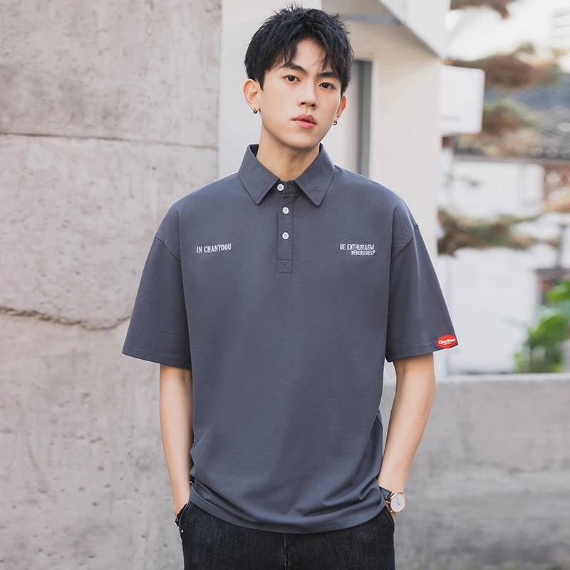 72Cotton 26Polyester 2Spandex Loose Style Wide Shoulders Men's Polos