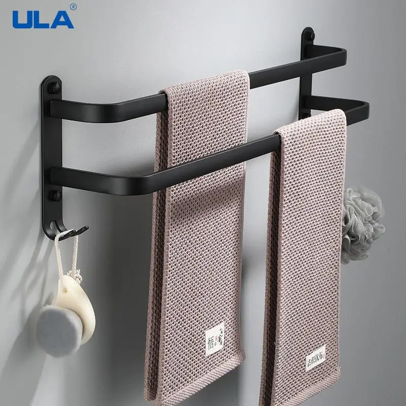 

Space Aluminum Towel Hanger Wall Mounted 30-50 CM Towel Rack Bathroom Aluminum Black Towel Bar Rail Matte Black Towel Holder