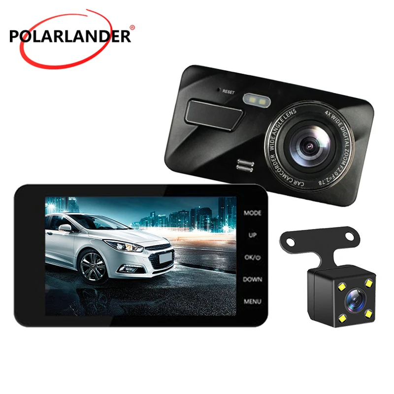 1080P 4.0 `` HD IPS écran tactile caméra caméra voiture DVR double objectif enregistreur vidéo USB avec 170 ° large Len LED lumière Vision nocturne 