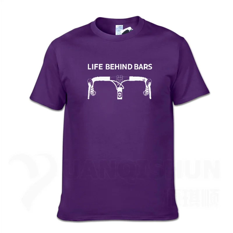 Забавная футболка с надписью «Life Behind Bars» для велосипеда, триатлона, велоспорта, горного велосипеда, 16 цветов, хлопковые модные дизайнерские мужские футболки - Цвет: Purple 1