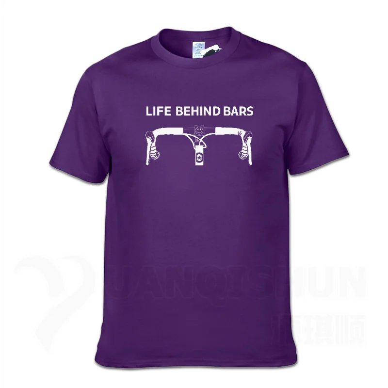 Purple 1 Забавная футболка с надписью «Life Behind Bars» для велосипеда, триатлона, велоспорта, горного велосипеда, 16 цветов, хлопковые модные дизайнерские мужские футболки - Цвет: Purple 1