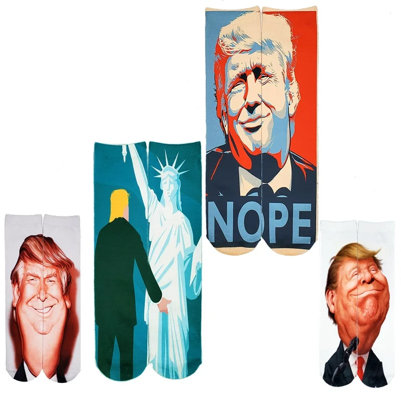 Новые хлопковые носки Трамп 3d цифровая печать забавный полотенце выбор