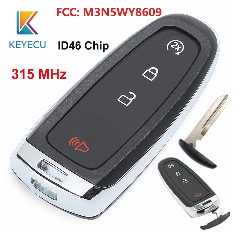 KEYECU дистанционный ключ-брелок от машины 315 МГц ID46 FCC: M3N5WY8609 смарт 4 кнопки для Ford Edge Escape Expedition C-max Телец Flex Focus