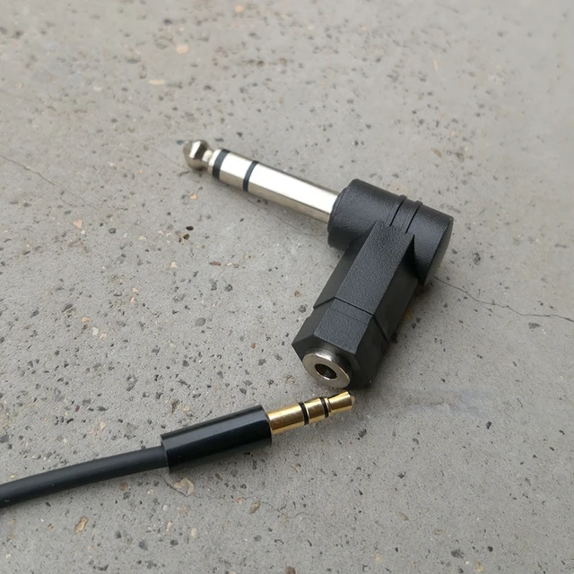 Angled Jack 6.35 mm female to male stereo adapter