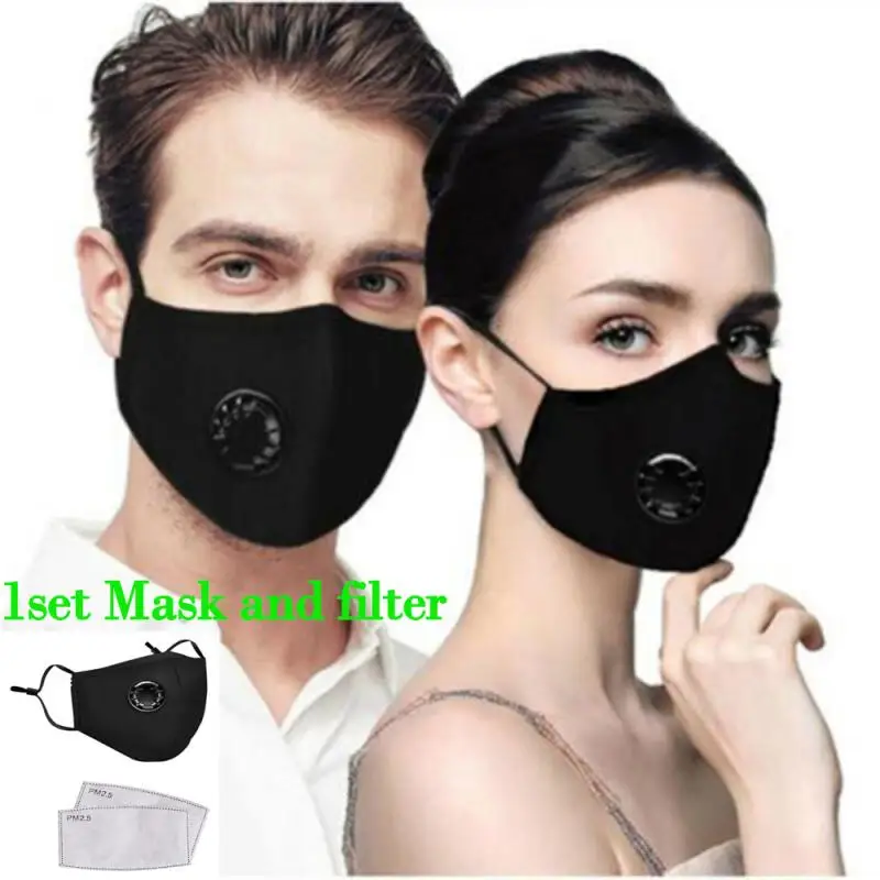 

Reusable Face Mouth Mask with Breath Valve PM2.5 Activated Carbon Filters respirator Anti-smog Anti-fog Dust-proof Cover Masks