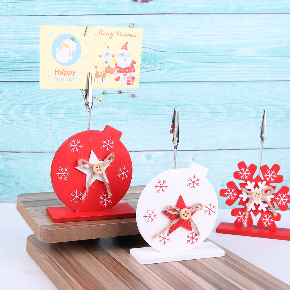 

1Pcs Christmas Alligator Wire Photo Clip Snowflake Note Clamp Memo Card Holder Office Wedding Party Table Decor XMAS Note Clip