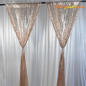 

Royaltime 2x8.5ft Champagne Gold Sequin Backdrops Party Wedding Photo Booth Background Decor Sequin Curtains Drape Sequin Panels